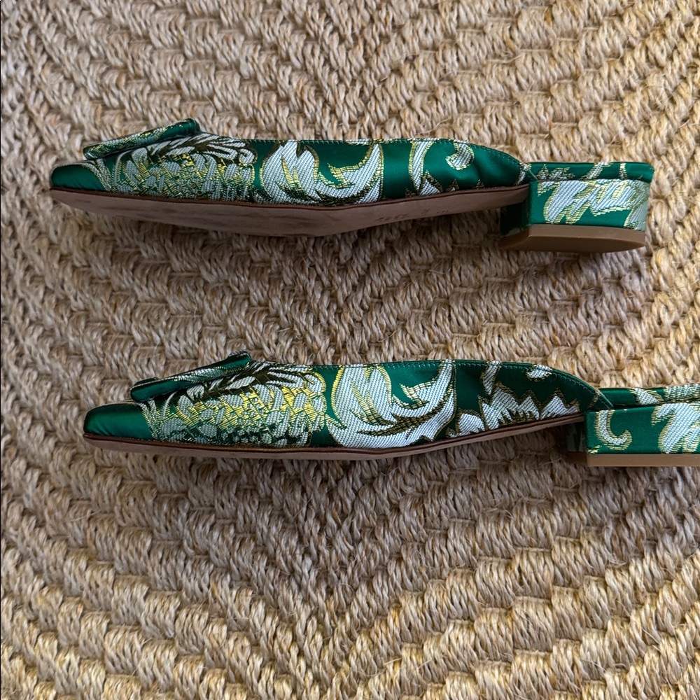 ANN MASHBURN Green Floral Mules - Picture 3 of 4